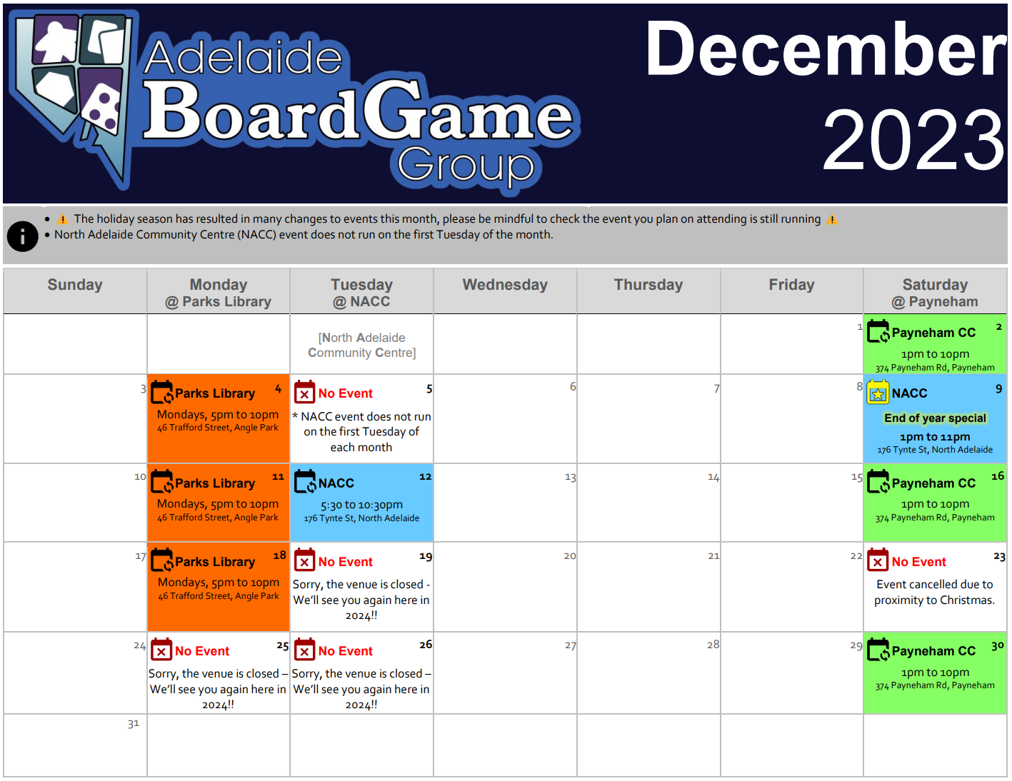 ABGG Adelaide Board Game Group public info and pages