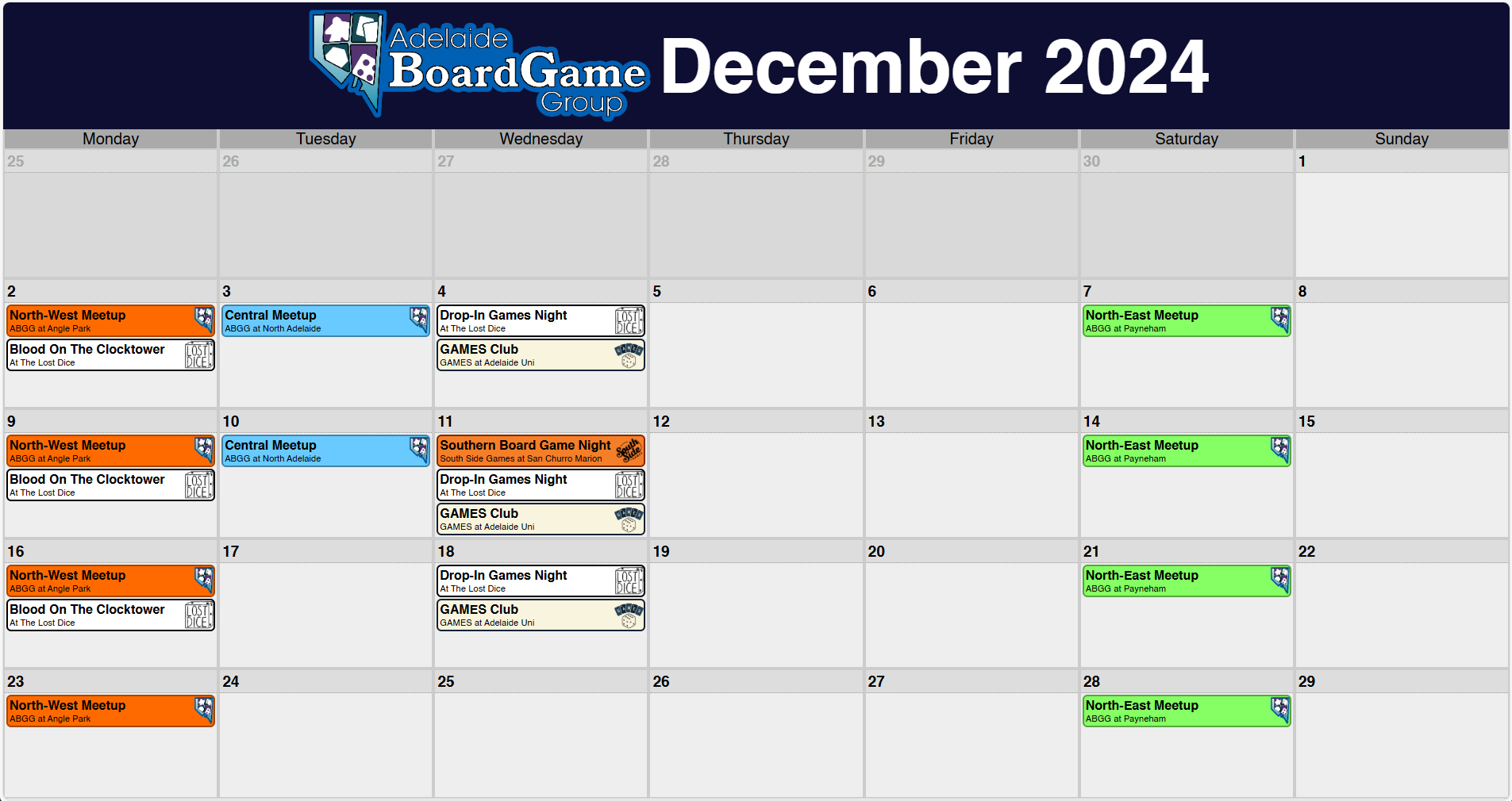 ABGG Calendar for December 2024